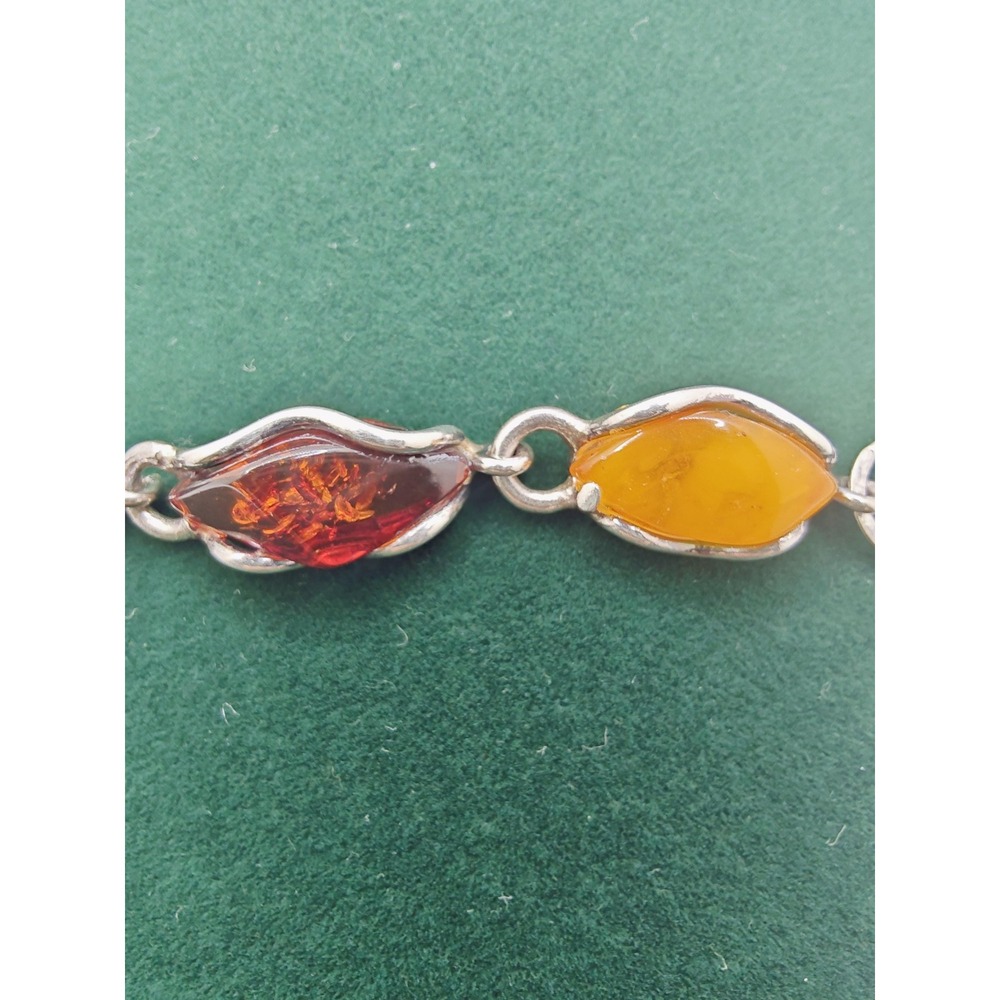 Artisan Baltic Amber Multicor Large Sterling Silver‎ Bracelet. Unique - Picture 4 of 4